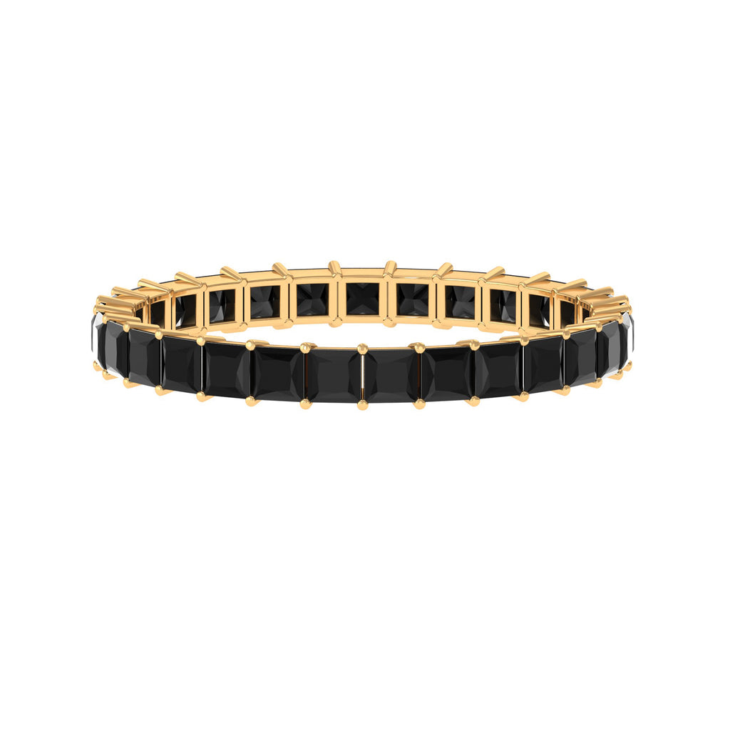 Princess Cut Black Spinel Stackable Eternity Band Black Spinel - ( AAA ) - Quality - Rosec Jewels