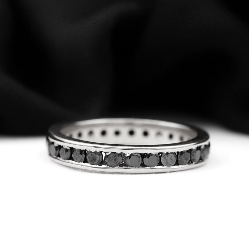 2.75 CT Channel Set Black Spinel Eternity Ring Black Spinel - ( AAA ) - Quality - Rosec Jewels
