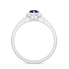 Genuine Amethyst and Diamond Halo Engagement Ring Amethyst - ( AAA ) - Quality - Rosec Jewels