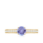 Engagement Ring with Tanzanite and Diamond Side Stones Tanzanite - ( AAA ) - Quality - Rosec Jewels