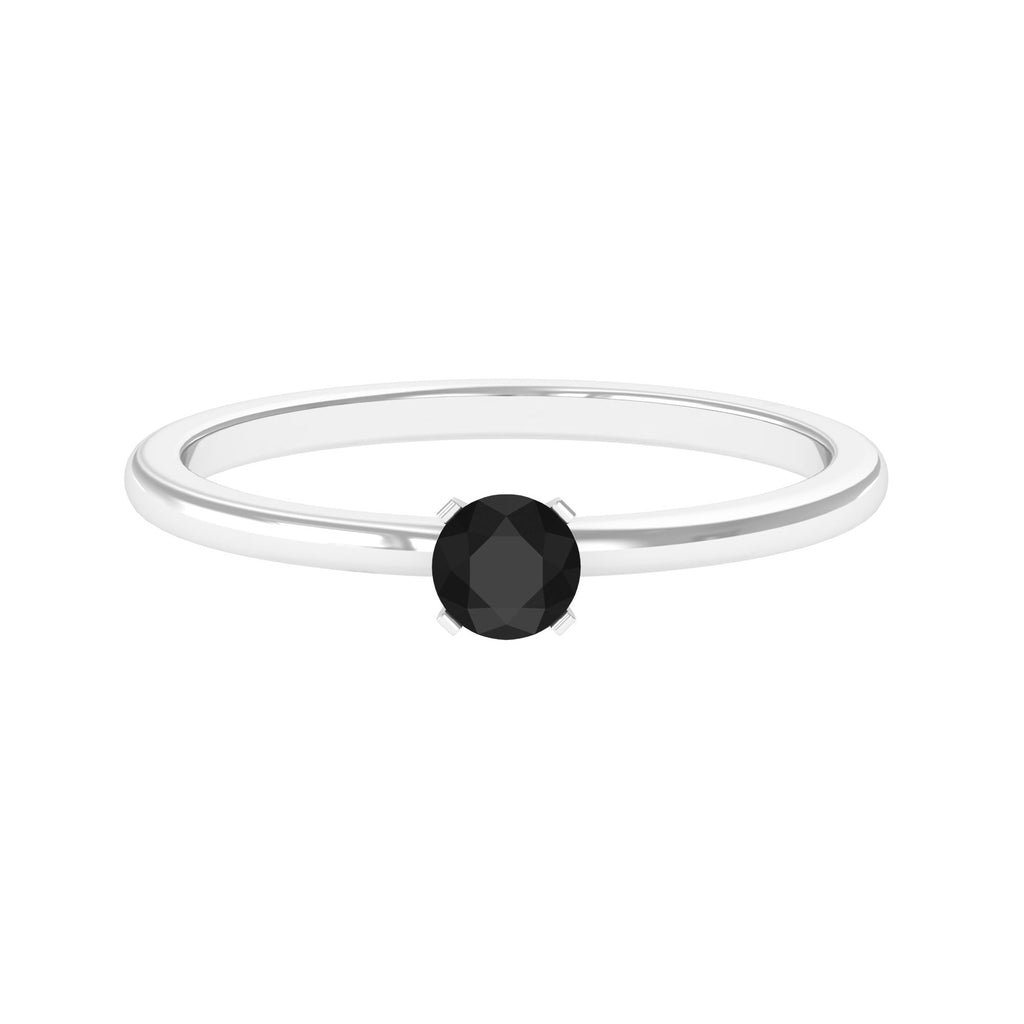 Simple Solitaire Ring with 1/4 CT Black Diamond Black Diamond - ( AAA ) - Quality - Rosec Jewels