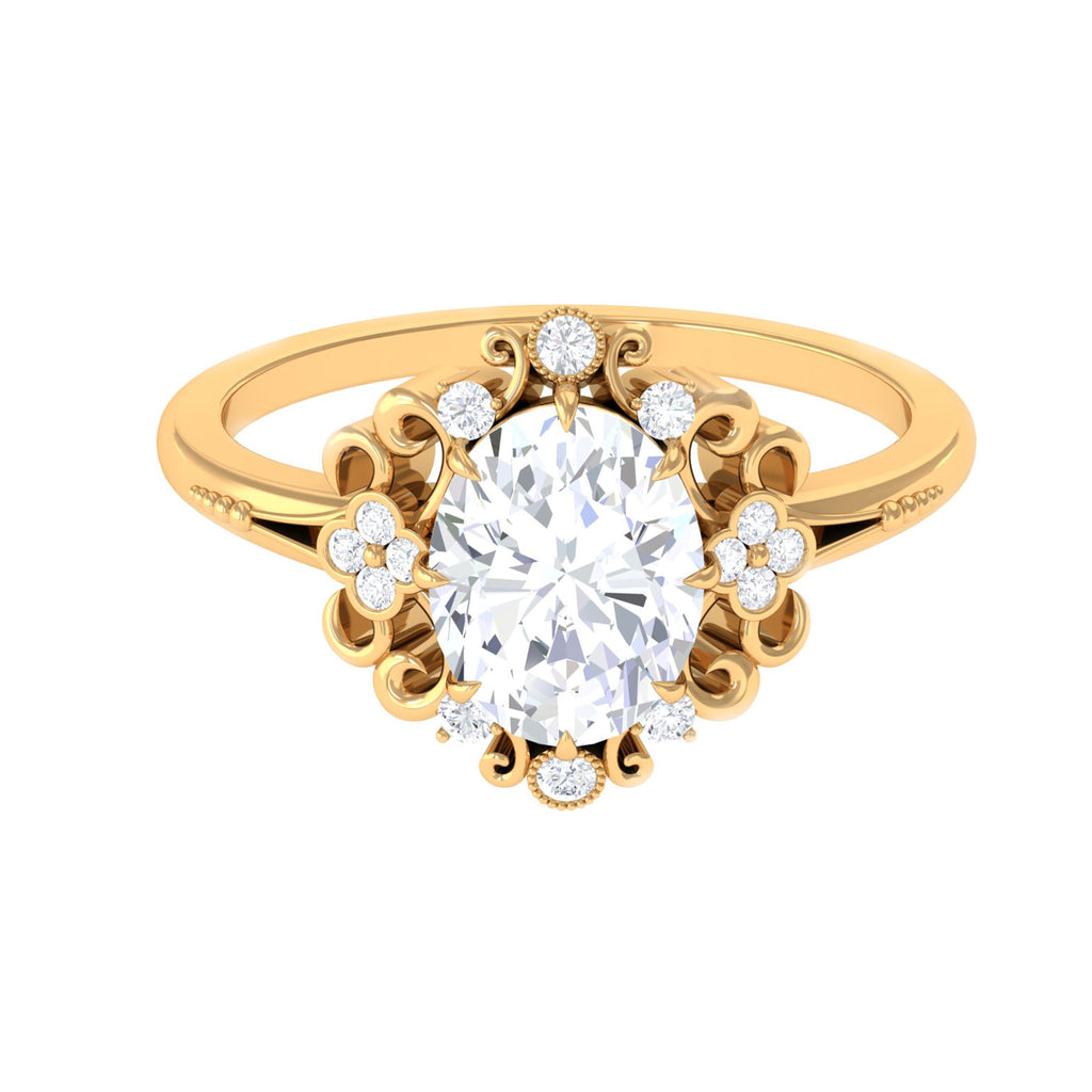2.50 CT Moissanite Vintage Engagement Ring in Gold Moissanite - ( D-VS1 ) - Color and Clarity - Rosec Jewels