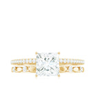 Princess Cut Moissanite Solitaire Engagement Ring in Gold Moissanite - ( D-VS1 ) - Color and Clarity - Rosec Jewels