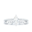 Marquise Cut Moissanite Solitaire Engagement Ring in Gold Moissanite - ( D-VS1 ) - Color and Clarity - Rosec Jewels