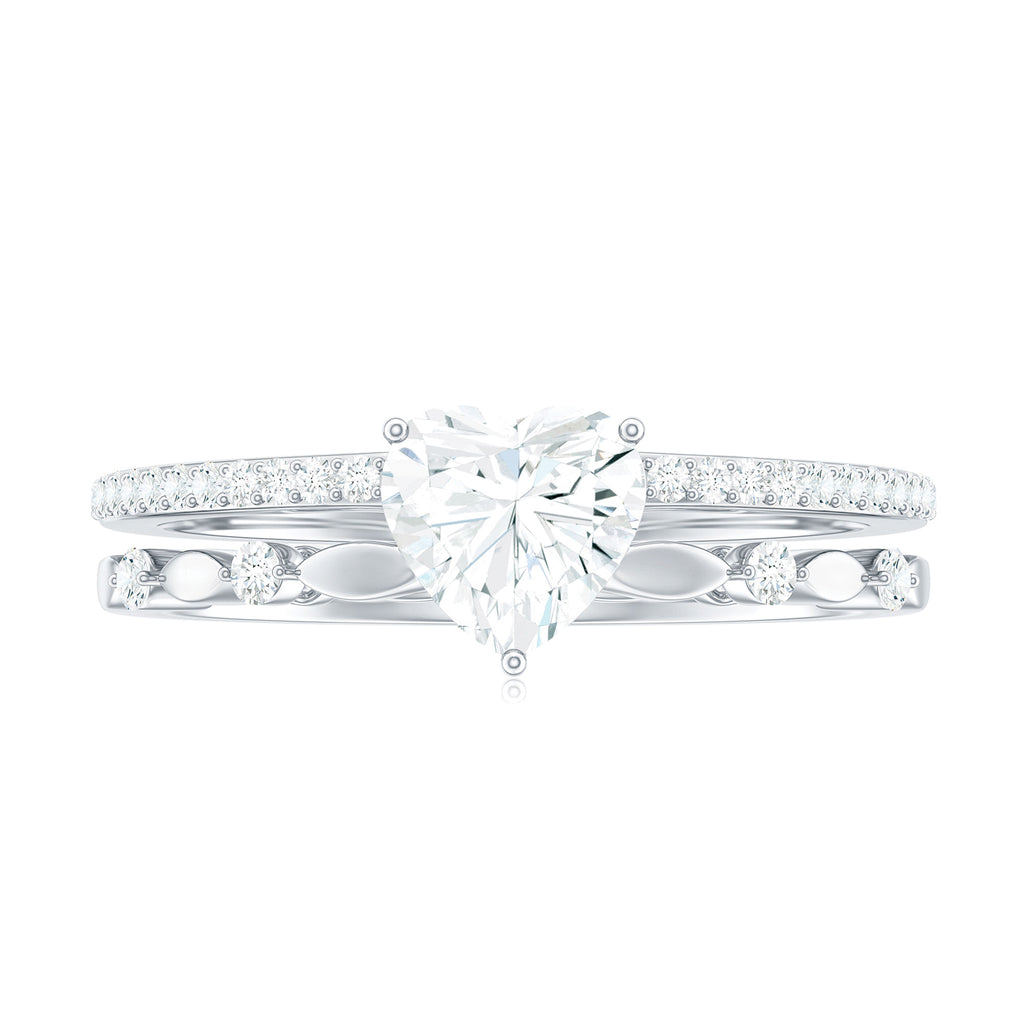 Heart Shape Moissanite Solitaire Engagement Ring in Gold Moissanite - ( D-VS1 ) - Color and Clarity - Rosec Jewels