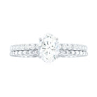 Oval Shaped Certified Moissanite Solitaire Engagement Ring in Gold Moissanite - ( D-VS1 ) - Color and Clarity - Rosec Jewels
