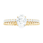 Oval Shaped Certified Moissanite Solitaire Engagement Ring in Gold Moissanite - ( D-VS1 ) - Color and Clarity - Rosec Jewels