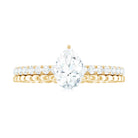 Pear Shaped Certified Moissanite Solitaire Engagement Ring in Gold Moissanite - ( D-VS1 ) - Color and Clarity - Rosec Jewels