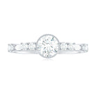 Round Moissanite Solitaire Engagement Ring in Beaded Bezel Setting Moissanite - ( D-VS1 ) - Color and Clarity - Rosec Jewels