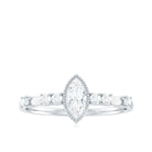 Marquise Shape Moissanite Solitaire Engagement Ring in Beaded Bezel Setting Moissanite - ( D-VS1 ) - Color and Clarity - Rosec Jewels