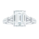 Octagon Cut Moissanite Solitaire Engagement Ring in Split Shank Moissanite - ( D-VS1 ) - Color and Clarity - Rosec Jewels
