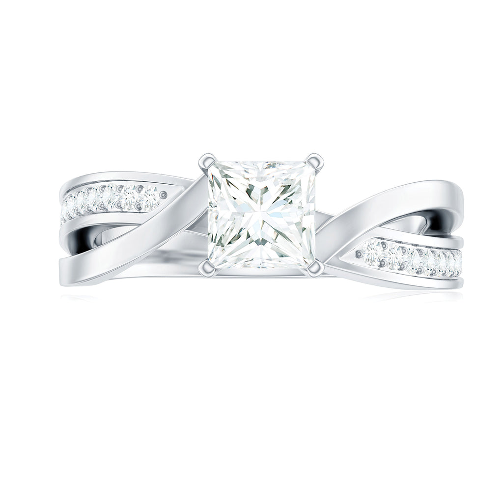 Princess Cut Solitaire Moissanite Infinity Engagement Ring Moissanite - ( D-VS1 ) - Color and Clarity - Rosec Jewels