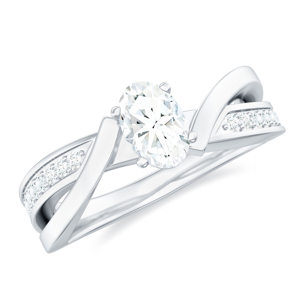 Oval Cut Solitaire Moissanite Infinity Engagement Ring Moissanite - ( D-VS1 ) - Color and Clarity - Rosec Jewels