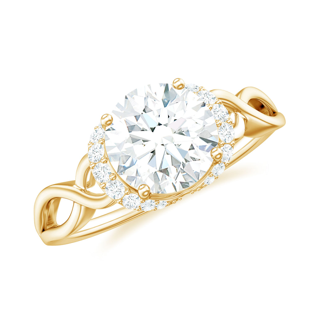Round Cut Moissanite Solitaire Infinity Ring in Gold Moissanite - ( D-VS1 ) - Color and Clarity - Rosec Jewels