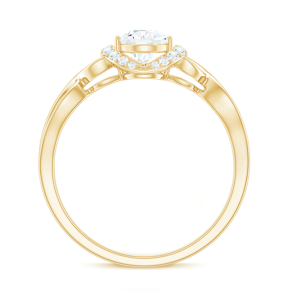 Pear Shaped Moissanite Solitaire Infinity Ring in Gold Moissanite - ( D-VS1 ) - Color and Clarity - Rosec Jewels