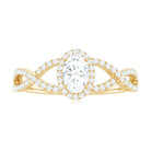 Oval Cut Moissanite Crossover Engagement Ring in Gold Moissanite - ( D-VS1 ) - Color and Clarity - Rosec Jewels