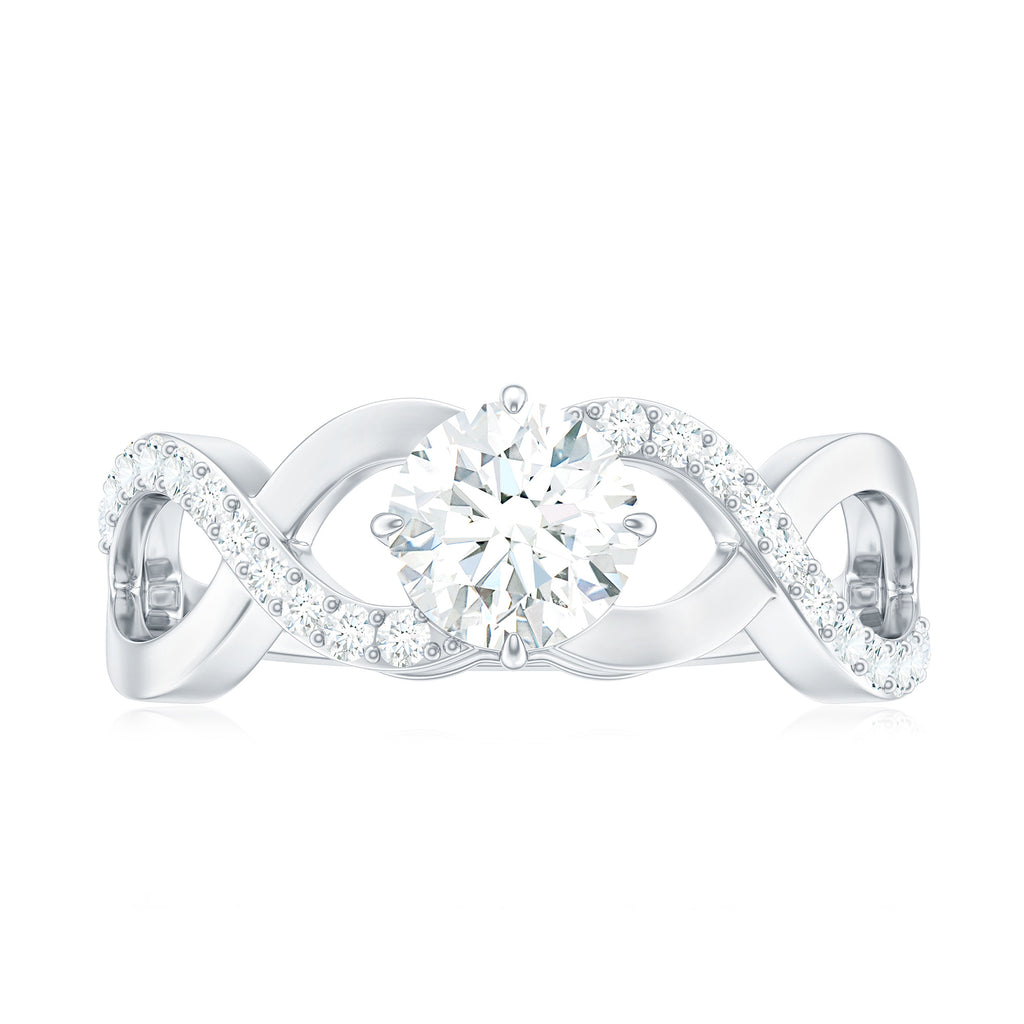 Round Cut Certified Moissanite Infinity Style Engagement Ring Moissanite - ( D-VS1 ) - Color and Clarity - Rosec Jewels