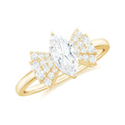 Marquise Cut Moissanite Solitaire Designer Engagement Ring in Gold Moissanite - ( D-VS1 ) - Color and Clarity - Rosec Jewels