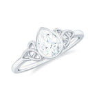 Pear Shaped Moissanite Solitaire Celtic Knot Ring in Bezel Setting Moissanite - ( D-VS1 ) - Color and Clarity - Rosec Jewels
