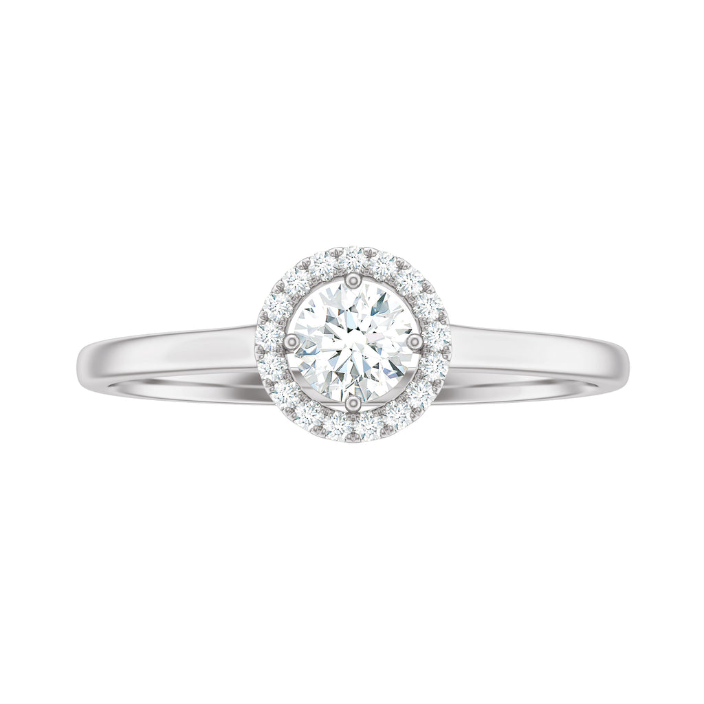 Dainty Solitaire Diamond Floating Halo Ring Diamond - ( HI-SI ) - Color and Clarity - Rosec Jewels