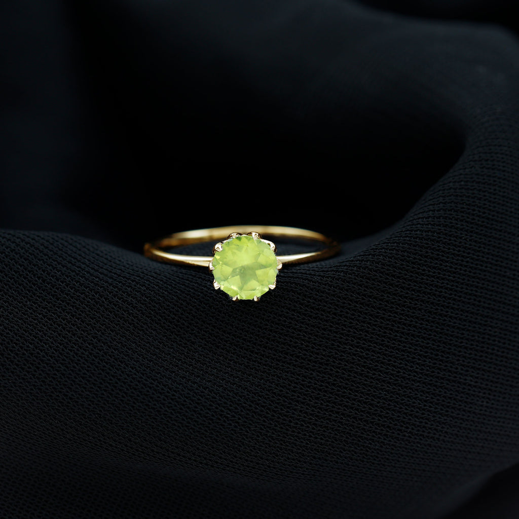 3/4 CT Natural Peridot Solitaire Ring in Lotus Basket Setting Peridot - ( AAA ) - Quality - Rosec Jewels