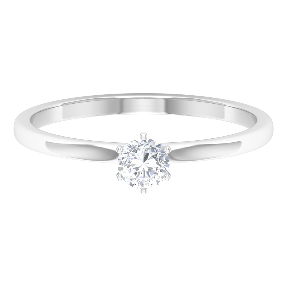 Minimal Round Diamond Solitaire Ring in Gold Diamond - ( HI-SI ) - Color and Clarity - Rosec Jewels