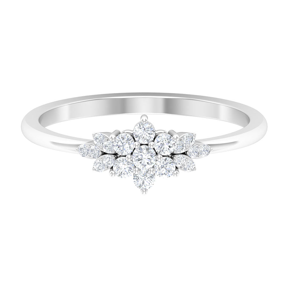 April Birthstone Diamond Floral Cluster Ring Diamond - ( HI-SI ) - Color and Clarity - Rosec Jewels