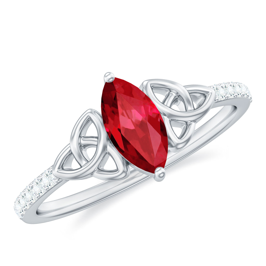 1.50 CT Lab Grown Ruby Celtic Knot Ring with Diamond Lab Created Ruby - ( AAAA ) - Quality - Rosec Jewels