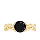 Vintage Style Black Onyx Celtic Knot Band Ring with Diamond Black Onyx - ( AAA ) - Quality - Rosec Jewels
