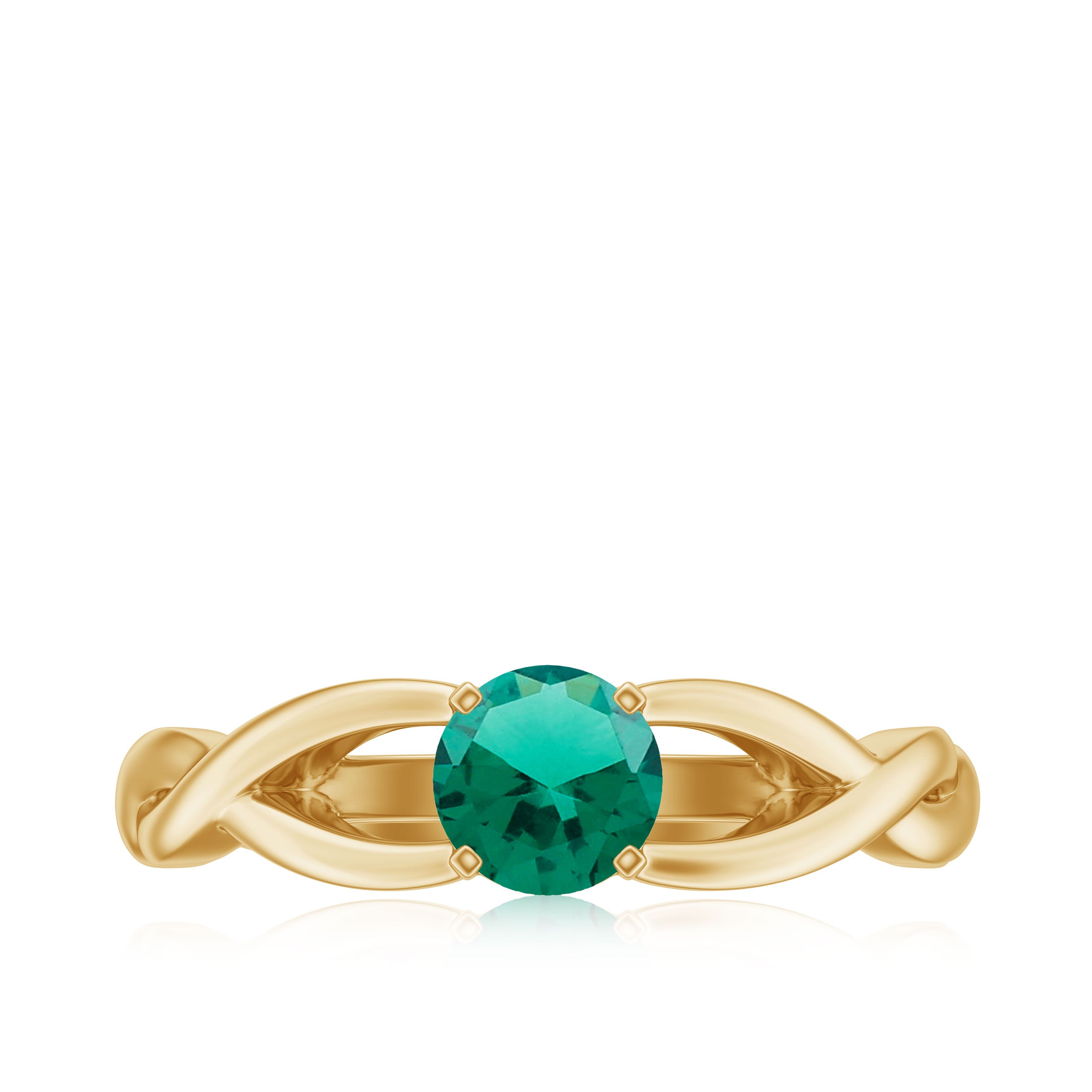 Certified Lab Created Emerald Solitaire Ring with Surprise Diamond Lab Created Emerald - ( AAAA ) - Quality - Rosec Jewels
