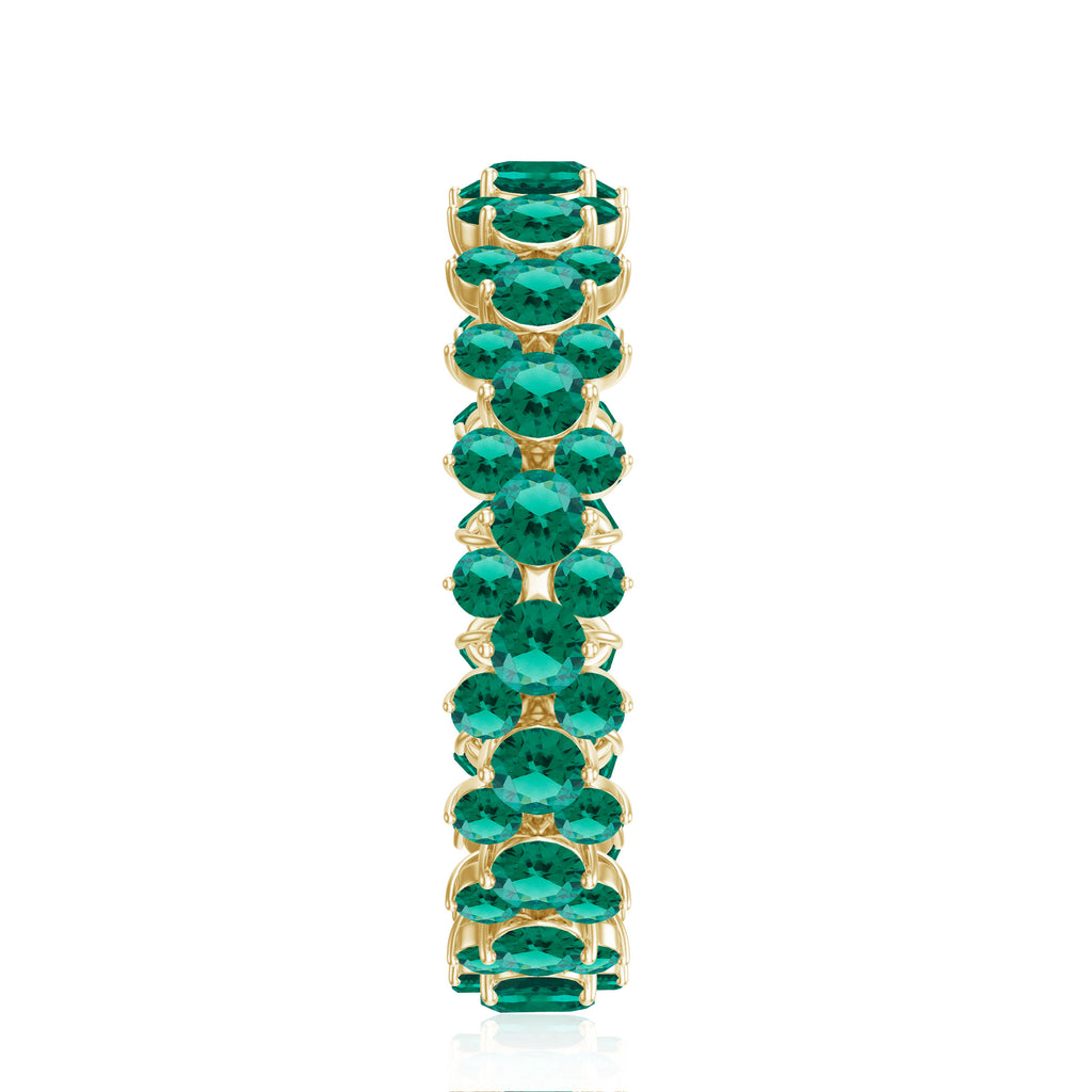 3 CT Prong Set Lab-Created Emerald Full Eternity Band Ring Lab Created Emerald - ( AAAA ) - Quality - Rosec Jewels
