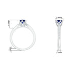 Created Blue Sapphire Solitaire Ring in Decorative Set with Diamond Lab Created Blue Sapphire - ( AAAA ) - Quality - Rosec Jewels