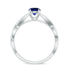 Certified Lab Created Blue Sapphire Solitaire Ring with Surprise Diamond Lab Created Blue Sapphire - ( AAAA ) - Quality - Rosec Jewels