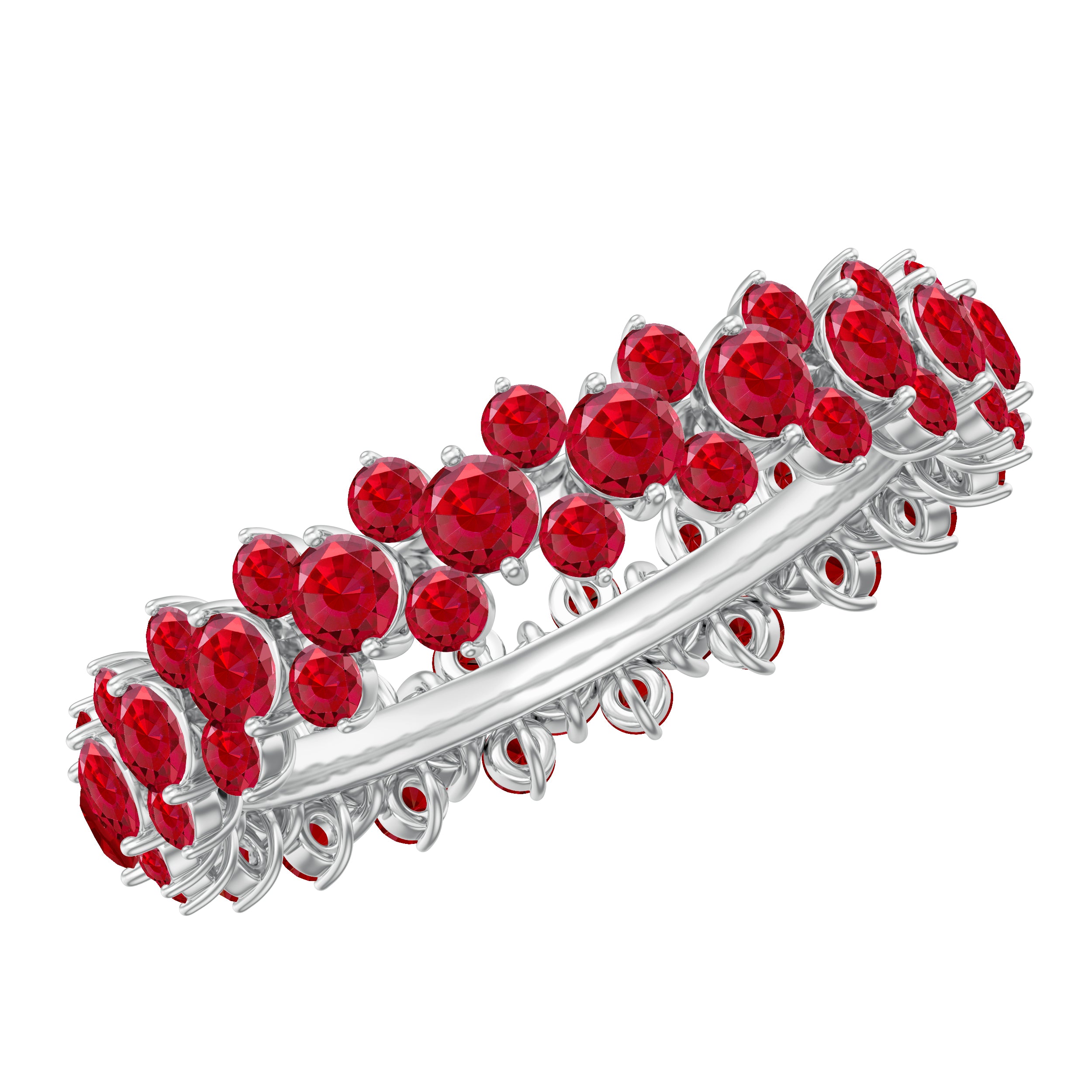 4.25 CT Prong Set Lab Created Ruby Full Eternity Band Ring Lab Created Ruby - ( AAAA ) - Quality - Rosec Jewels