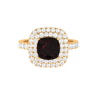 5.25 CT Garnet Statement Engagement Ring with Moissanite Double Halo Garnet - ( AAA ) - Quality - Rosec Jewels