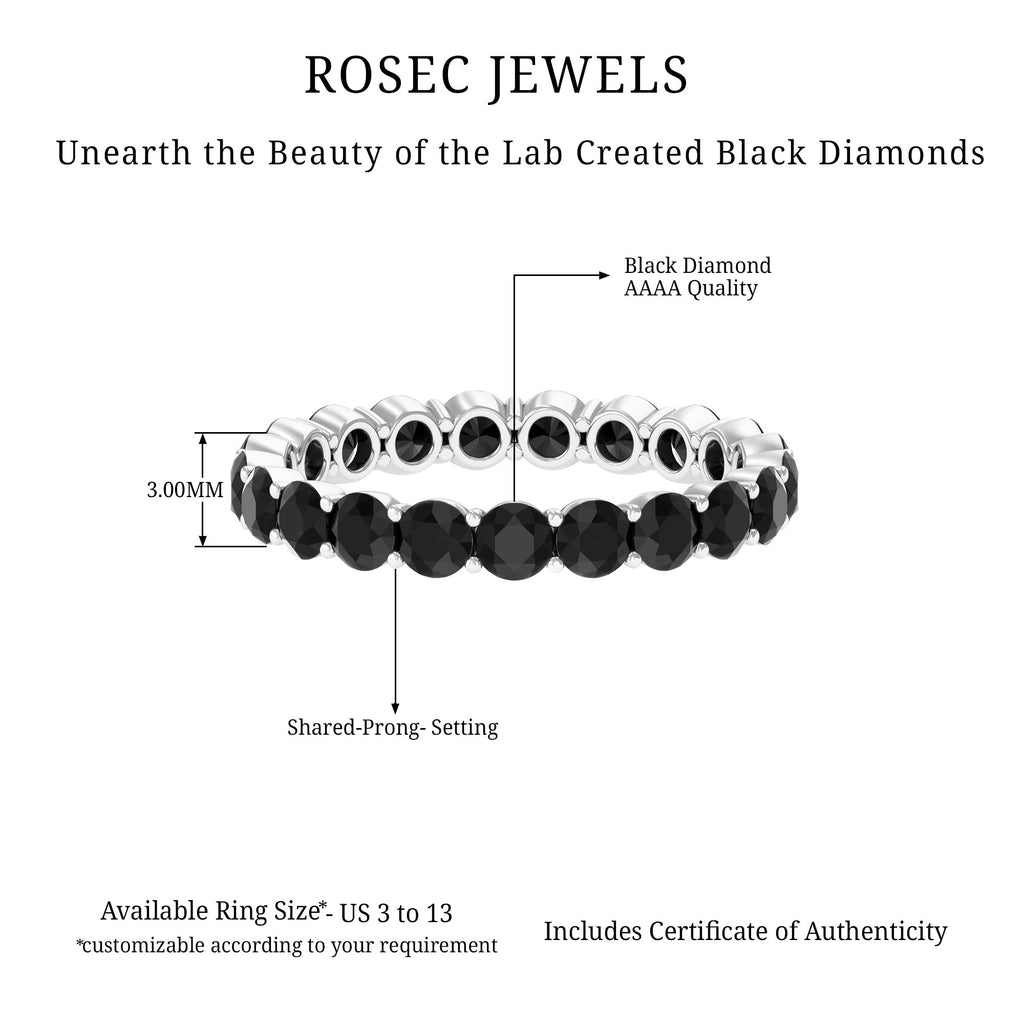 Lab Grown Black Diamond Classic Eternity Ring Lab Created Black Diamond - ( AAAA ) - Quality - Rosec Jewels