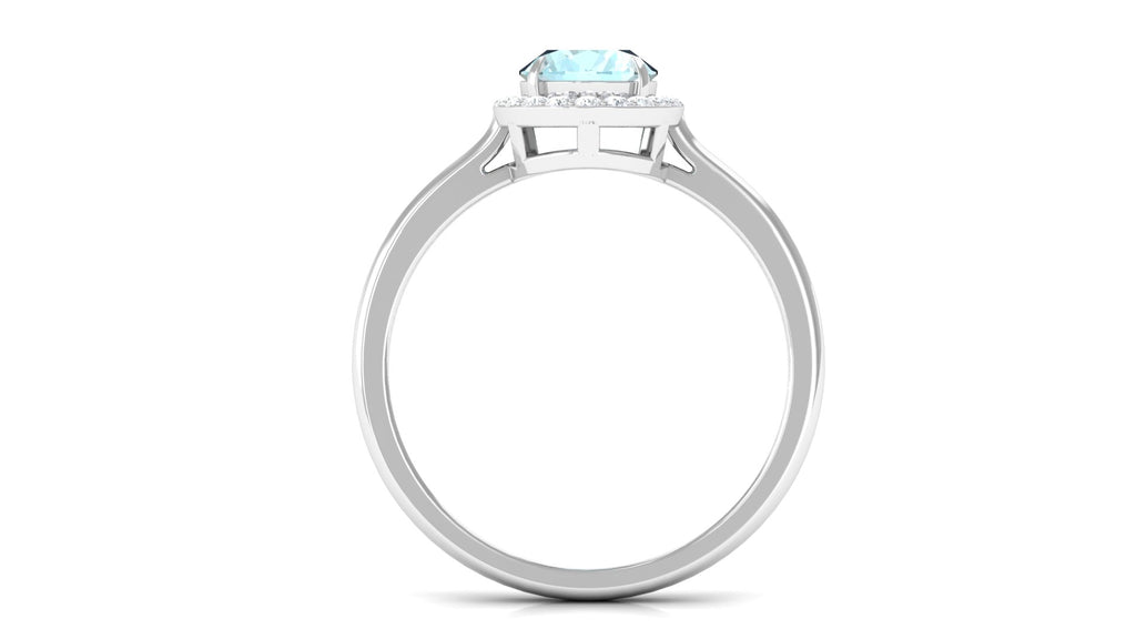 1.50 CT Oval Shape Sky Blue Topaz Engagement Ring with Diamond Halo Sky Blue Topaz - ( AAA ) - Quality - Rosec Jewels