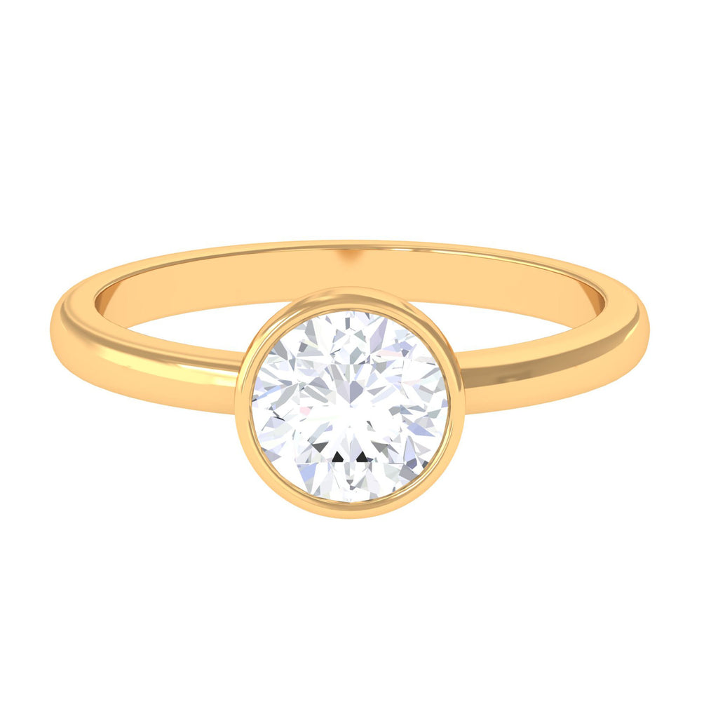 Bezel Set Moissanite Solitaire Ring Moissanite - ( D-VS1 ) - Color and Clarity - Rosec Jewels
