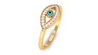 Moissanite Evil Eye Ring with Enamel Moissanite - ( D-VS1 ) - Color and Clarity - Rosec Jewels