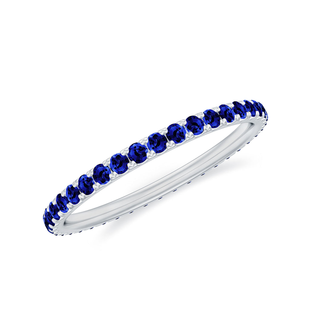 Lab Grown Blue Sapphire Simple Stackable Ring Lab Created Blue Sapphire - ( AAAA ) - Quality - Rosec Jewels