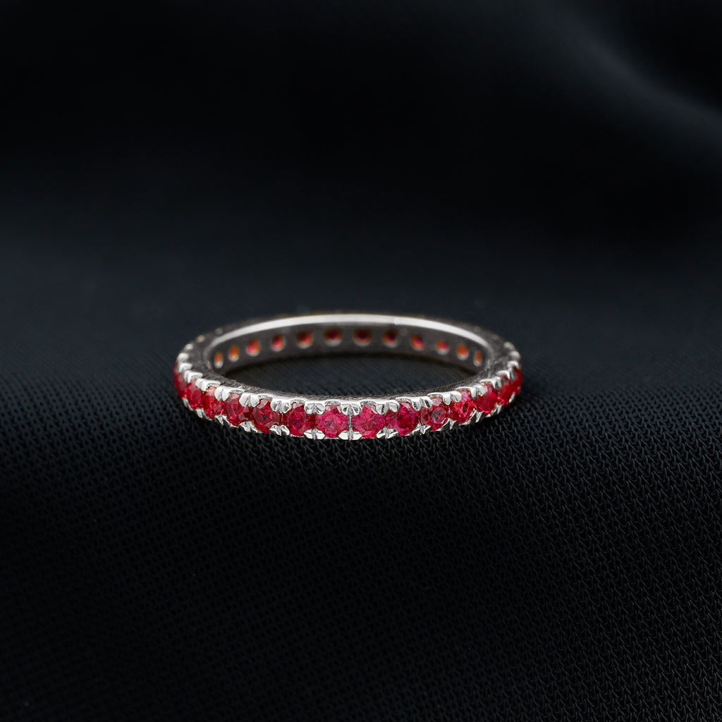 1/2 CT Lab Created Ruby Stackable Eternity Band Lab Created Ruby - ( AAAA ) - Quality - Rosec Jewels