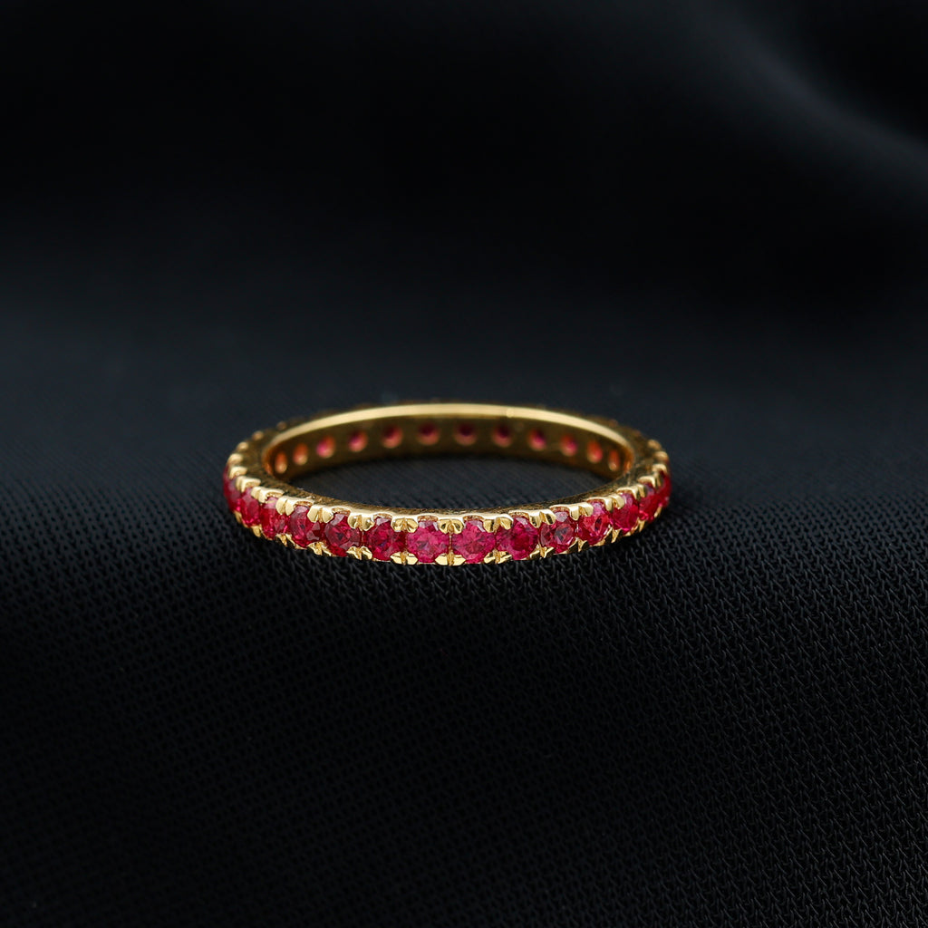 1/2 CT Lab Created Ruby Stackable Eternity Band Lab Created Ruby - ( AAAA ) - Quality - Rosec Jewels