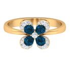 0.75 CT London Blue Topaz and Diamond Floral Ring London Blue Topaz - ( AAA ) - Quality - Rosec Jewels