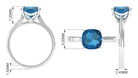 8.5 MM Cushion Cut London Blue Topaz Solitaire with Diamond Ring London Blue Topaz - ( AAA ) - Quality - Rosec Jewels