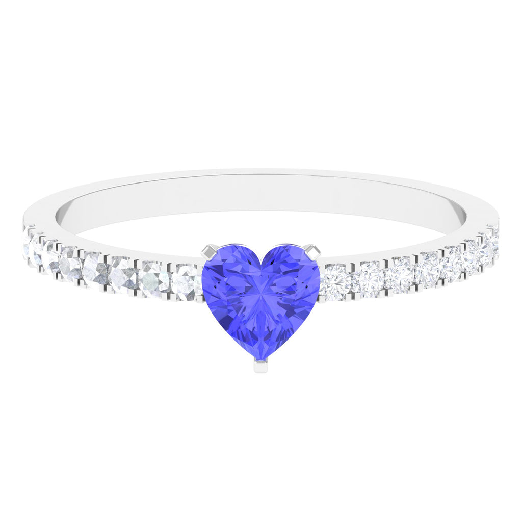 1.50 CT Heart Shaped Tanzanite Solitaire Ring with Moissanite