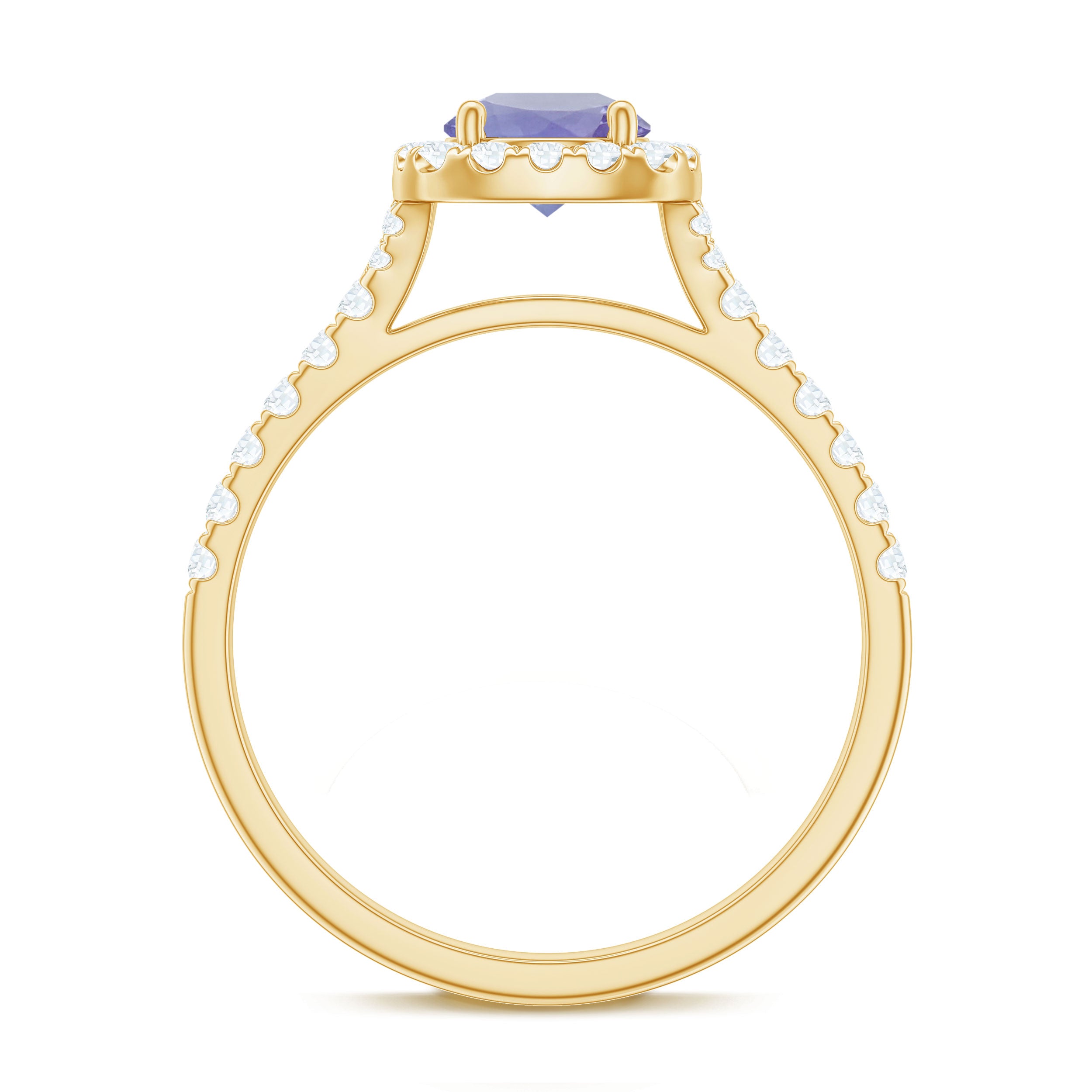 1.5 CT Round Shape Tanzanite and Diamond Floating Halo Designer Ring Tanzanite - ( AAA ) - Quality - Rosec Jewels