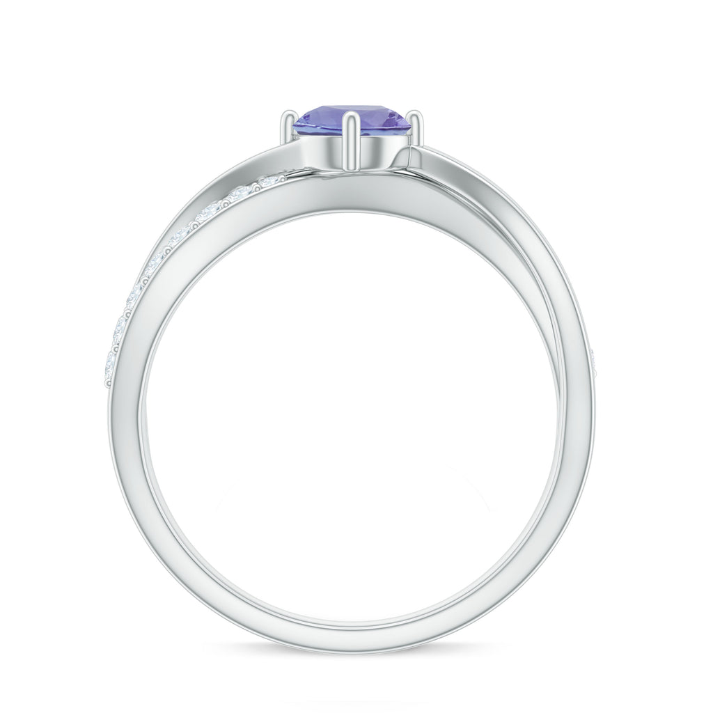 3/4 CT Tanzanite Solitaire and Diamond Infinity Ring Tanzanite - ( AAA ) - Quality - Rosec Jewels
