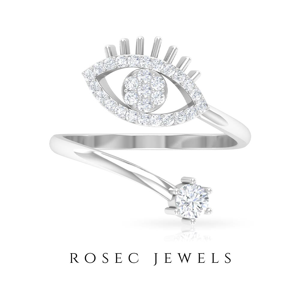Certified Moissanite Evil Eye Wrap Ring Moissanite - ( D-VS1 ) - Color and Clarity - Rosec Jewels