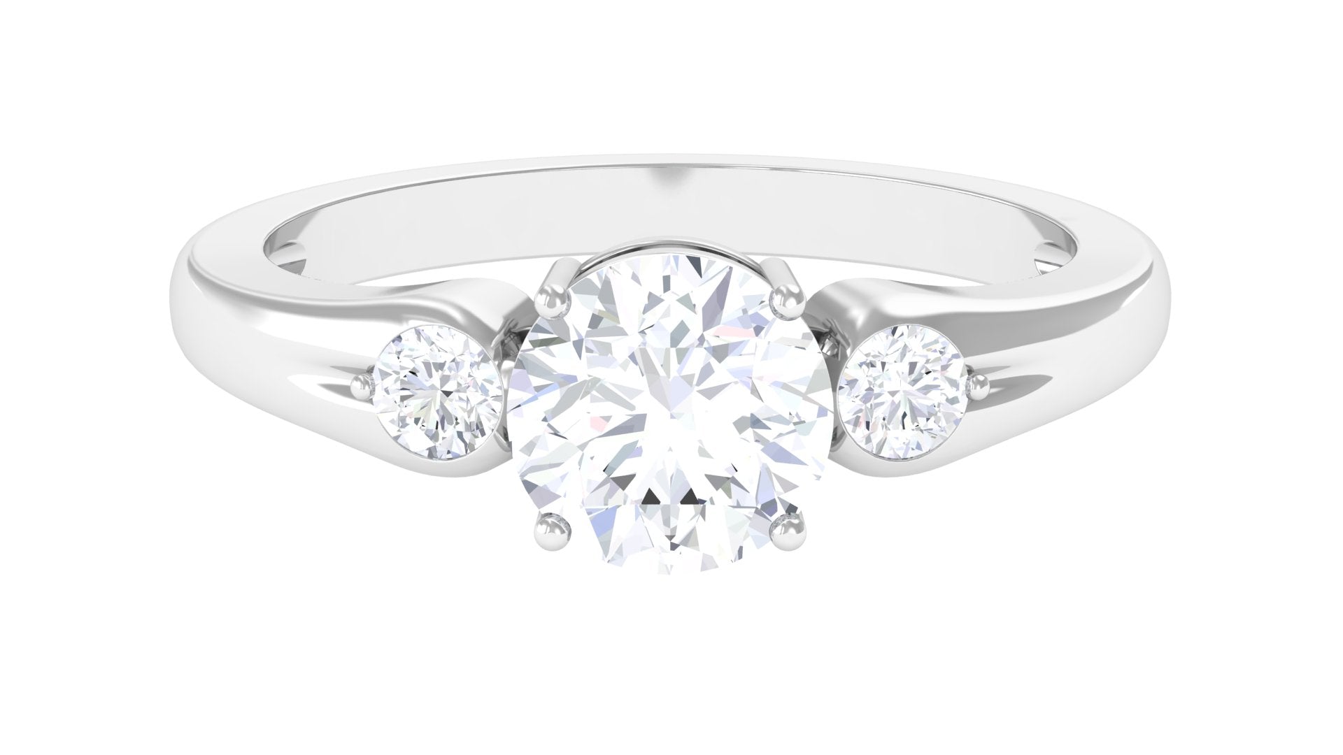 Minimal Moissanite Solitaire Engagement Ring Moissanite - ( D-VS1 ) - Color and Clarity - Rosec Jewels