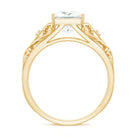 Princess Cut Moissanite Solitaire Antique Style Ring in Gold Moissanite - ( D-VS1 ) - Color and Clarity - Rosec Jewels